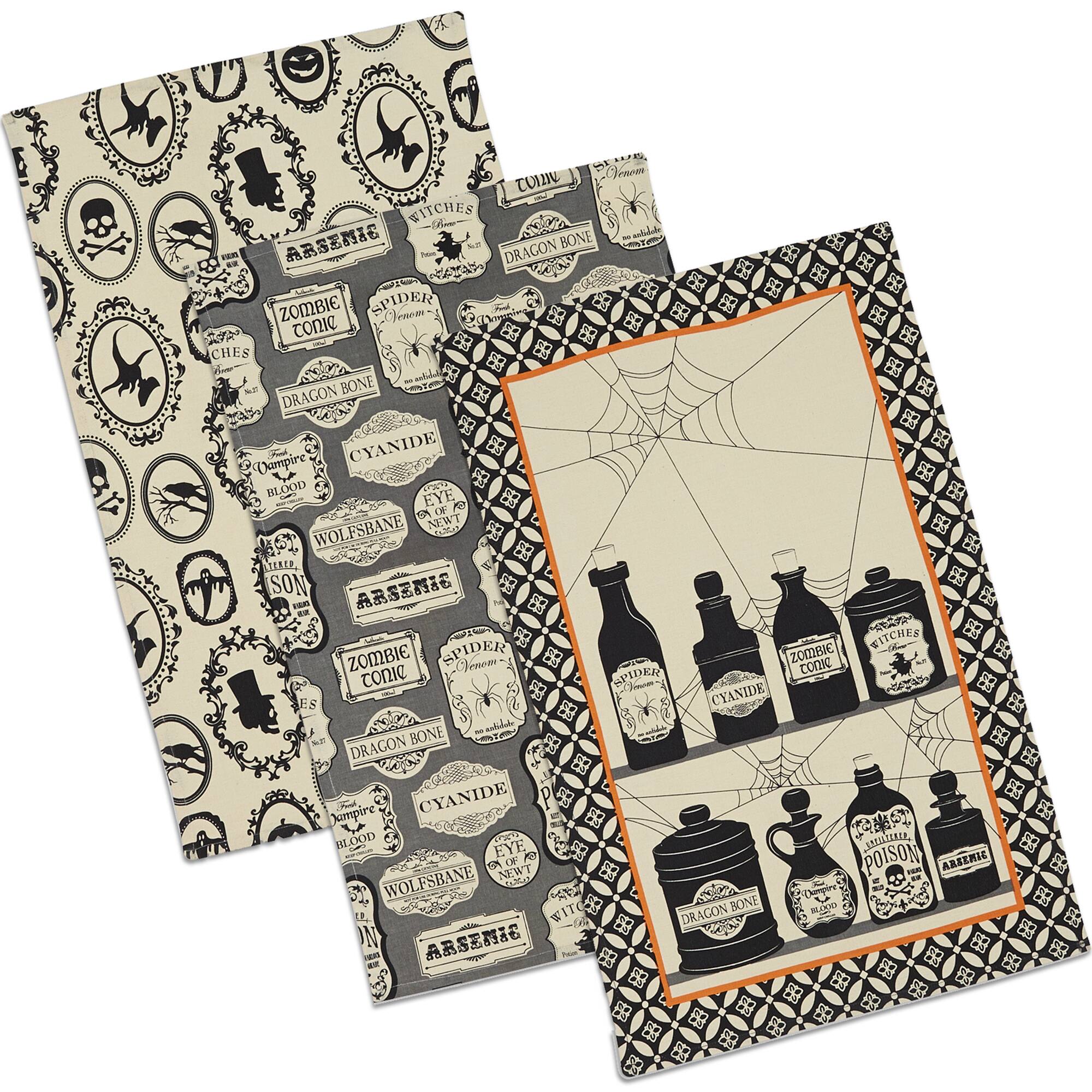 DII® Mixed Hocus Pocus Printed Dishtowels, 3ct.